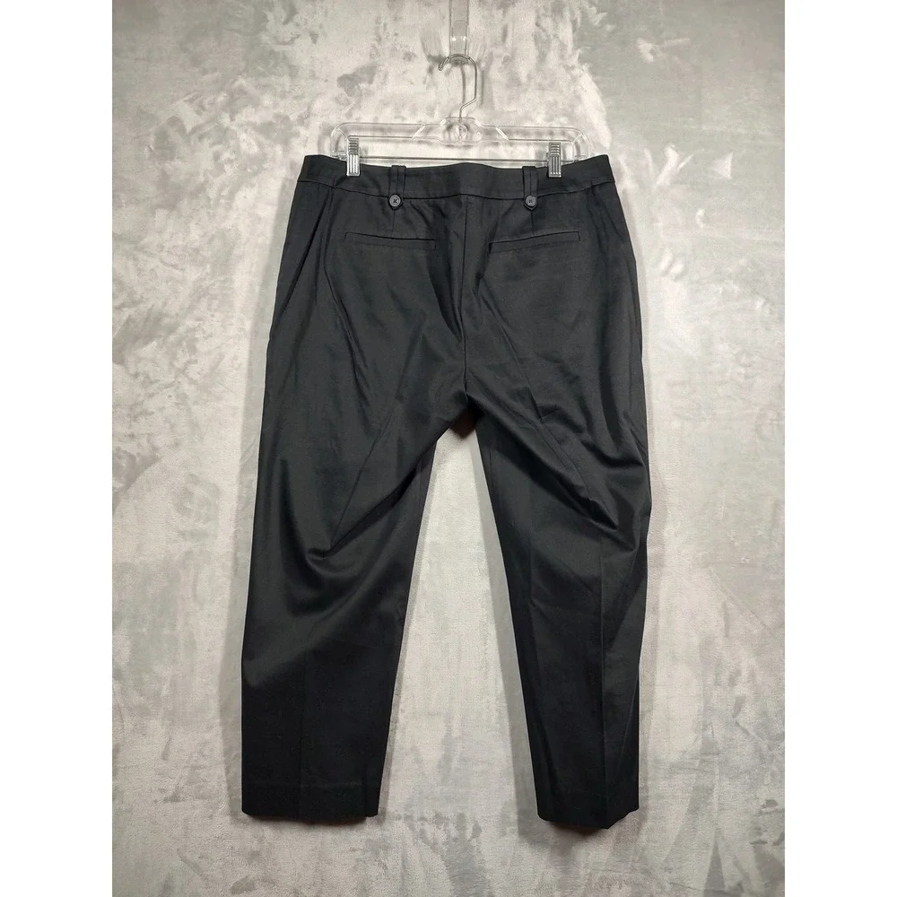 Loft Womens Black Cropped Straight Leg Career Trousers Pants Size 10‎ Stretch